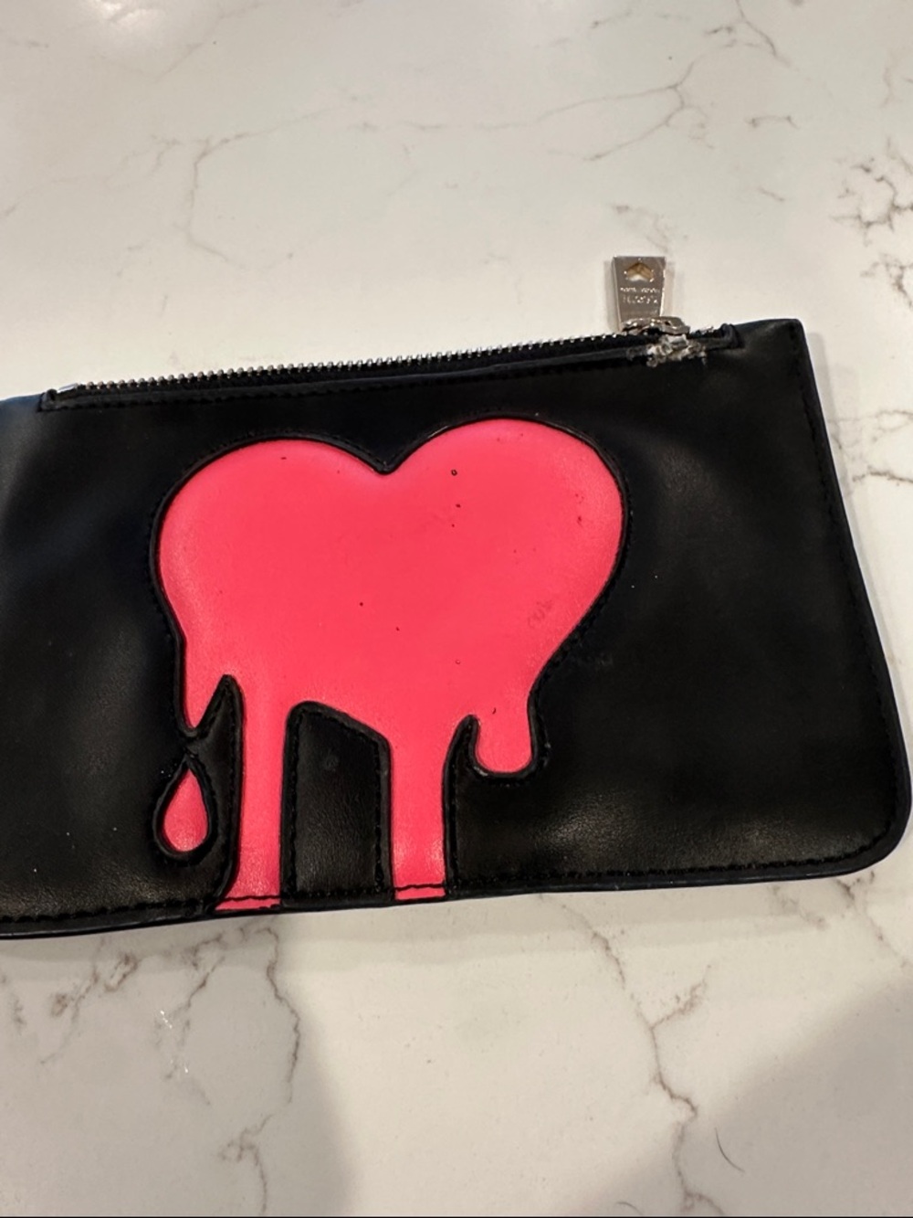 Love Moschino Black Zip Pouch with Gold Logo Plate